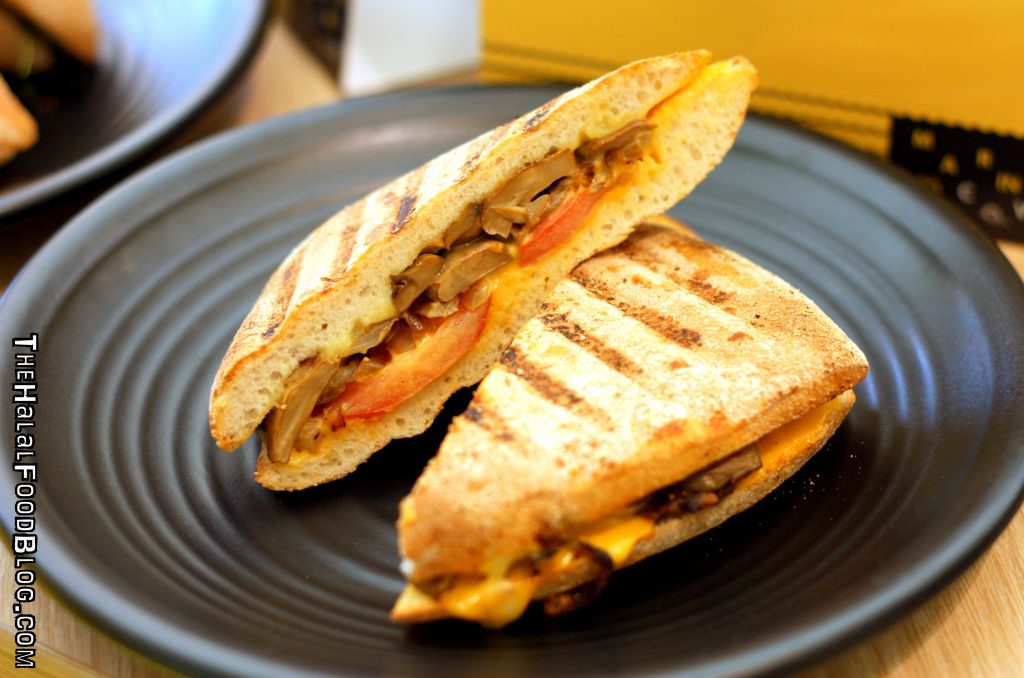 Cheesy Mushroom Tomato & Onion on Ciabatta ($)