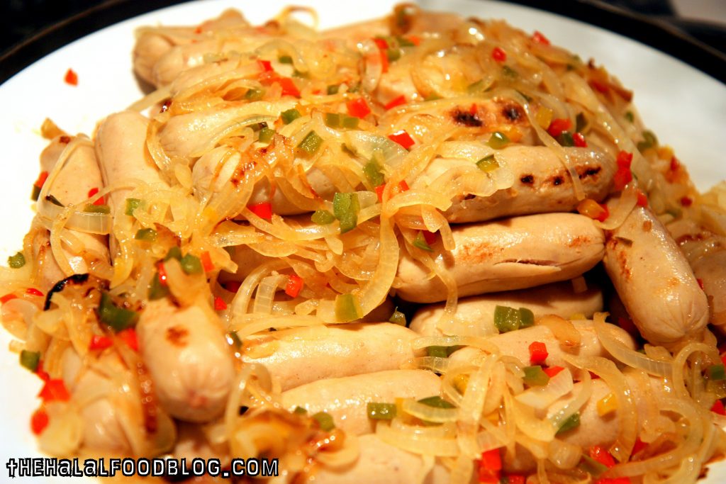 Chicken Sausages with Onions